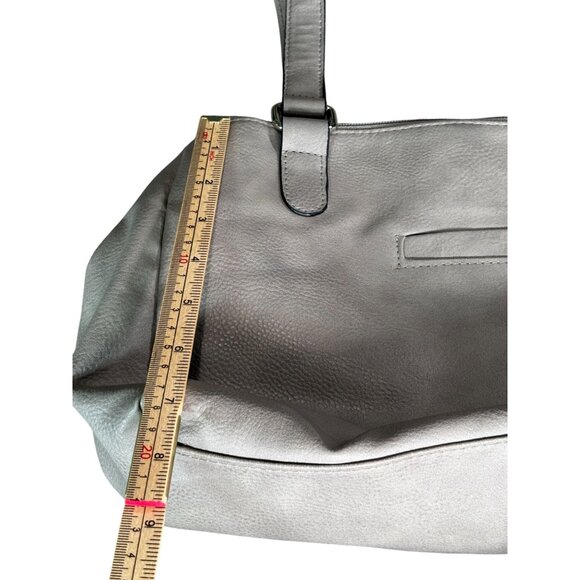 Gray Tote Bag With Dual Handles & Front Zipper Pocket - Picture 6 of 8
